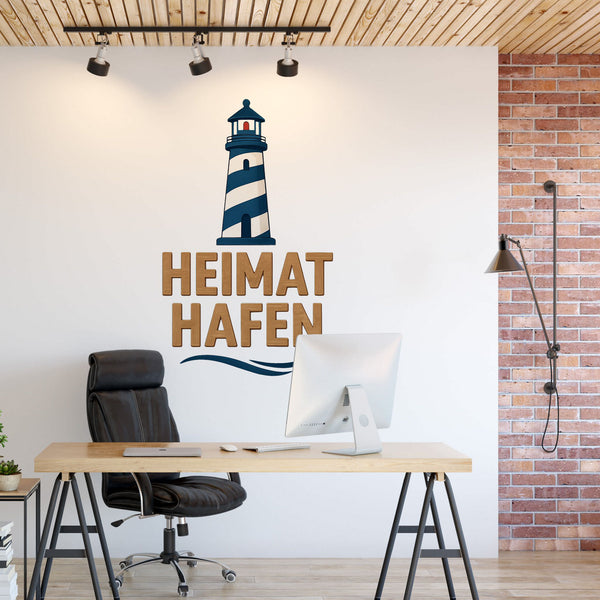 Wandtattoo Spruch Heimathafen – Maritime Deko mit Leuchtturm & Schriftzug für Wohnzimmer, Flur & Eingangsbereich - Sunnywall - Individualität trifft Design
