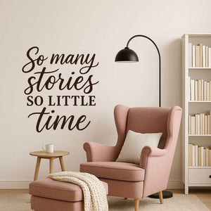 Wandtattoo Spruch Stories – „So many stories, so little time“ - Sunnywall - Individualität trifft Design