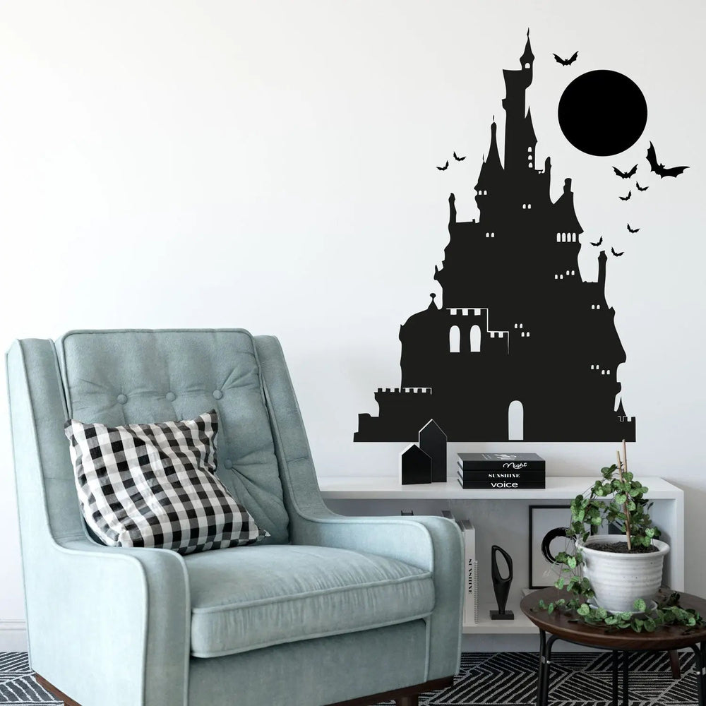 Wandtattoo Spukschloss – Mystisches Schlossmotiv mit Fledermäusen - Sunnywall - Individualität trifft Design