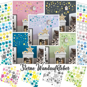 Wandtattoo Sterne – Buntes A4 Sticker Set mit 2 Bögen in verschiedenen Größen - Sunnywall - Individualität trifft Design