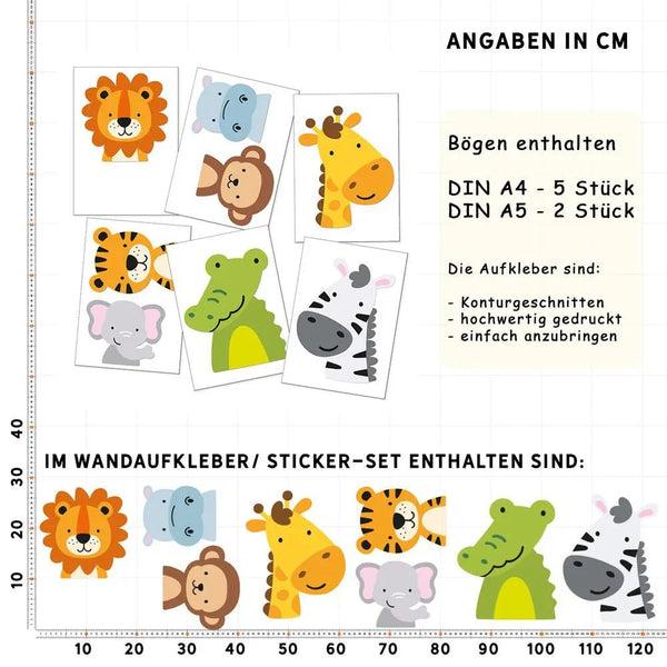 Wandtattoo Tiere Baby Kinderzimmer – niedliche Tierfreunde zum Verlieben - Sunnywall - Individualität trifft Design