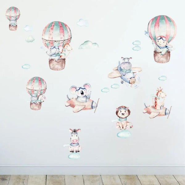Wandtattoo Tiere Heissluftballons Kinderzimmer niedliche Himmelsreise - Sunnywall - Individualität trifft Design