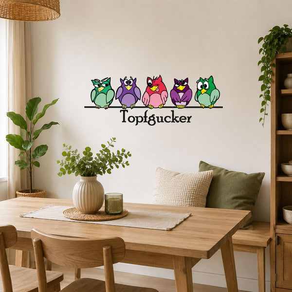 Wandtattoo Topfgucker Eulen Küche – Lustiger Wandaufkleber mit Spruch - Sunnywall - Individualität trifft Design
