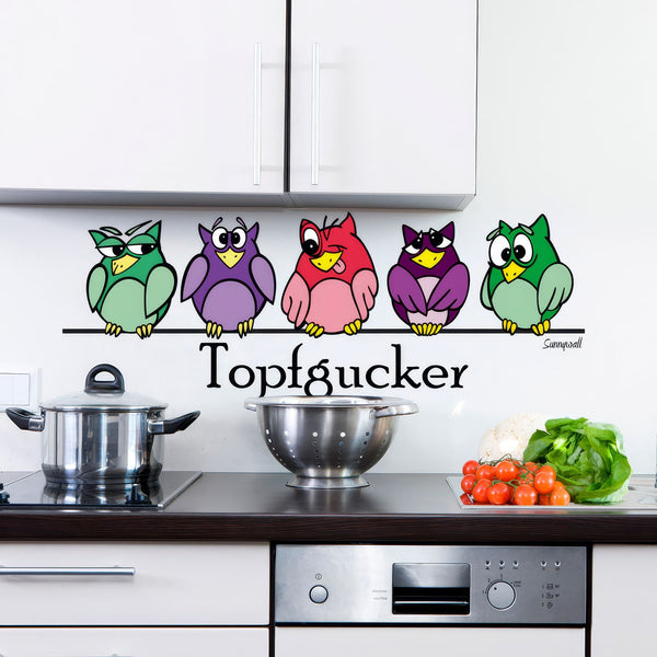 Wandtattoo Topfgucker Eulen Küche – Lustiger Wandaufkleber mit Spruch - Sunnywall - Individualität trifft Design
