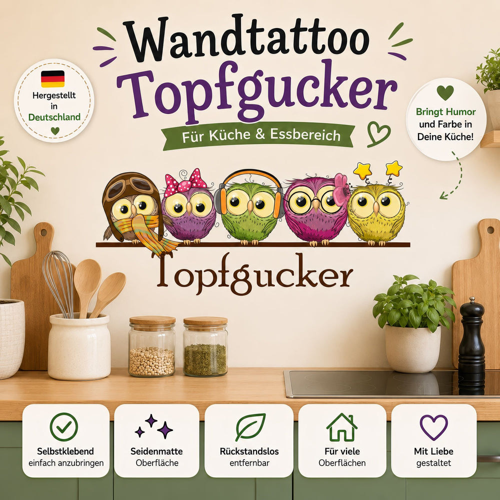 Wandtattoo Topfgucker Eulen Küche – Wandaufkleber – Sunnywall Sticker Set - Sunnywall - Individualität trifft Design