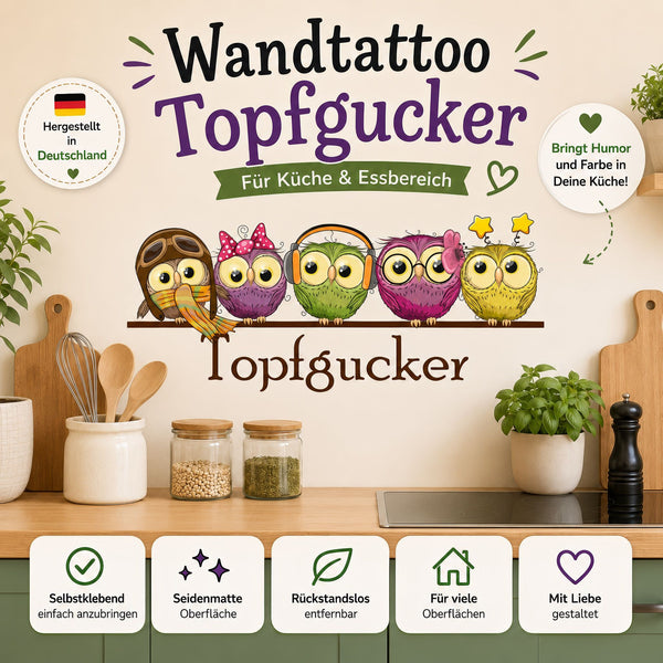 Wandtattoo Topfgucker Eulen Küche – Wandaufkleber – Sunnywall Sticker Set - Sunnywall - Individualität trifft Design