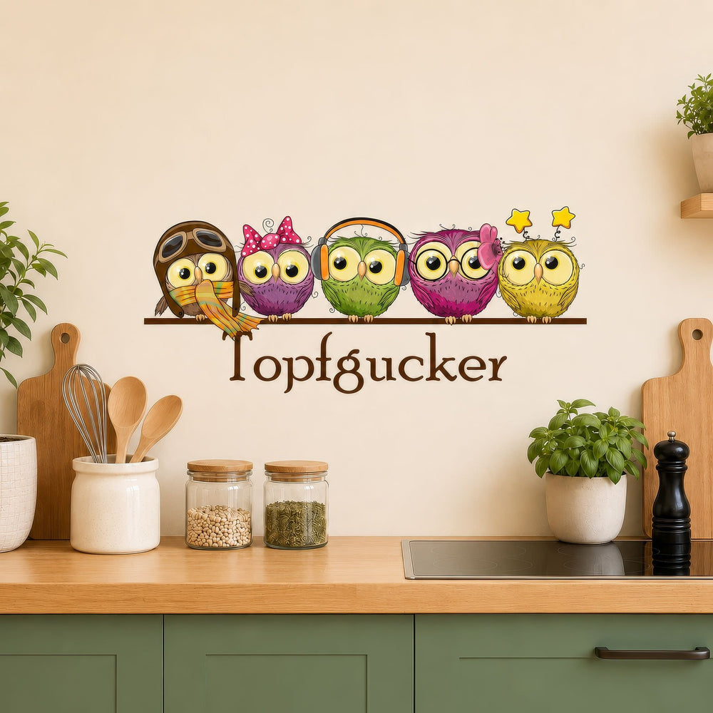 Wandtattoo Topfgucker Eulen Küche – Wandaufkleber – Sunnywall Sticker Set - Sunnywall - Individualität trifft Design