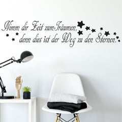 Wandtattoo Träume Nimm dir Zeit zum Träumen Zitat mit Sternen Deko - Sunnywall - Individualität trifft Design