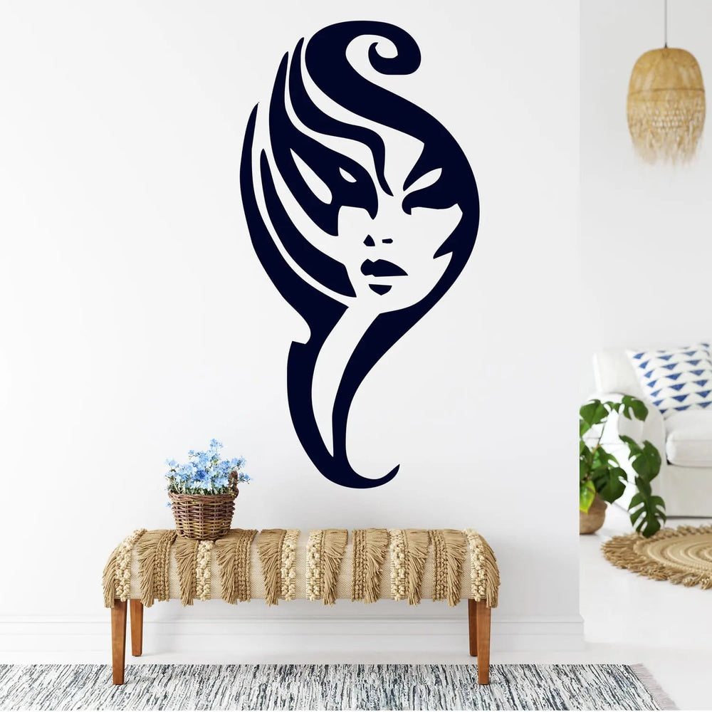Wandtattoo Tribal Frauengesicht Modernes Motiv als Wanddeko - Sunnywall - Individualität trifft Design