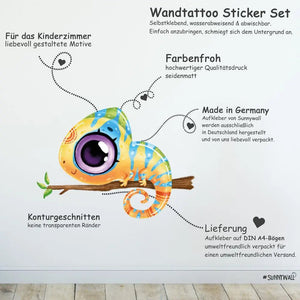 Wandtattoo Tropische Tiere Kinderzimmer Wandaufkleber Sticker Set - Sunnywall - Individualität trifft Design