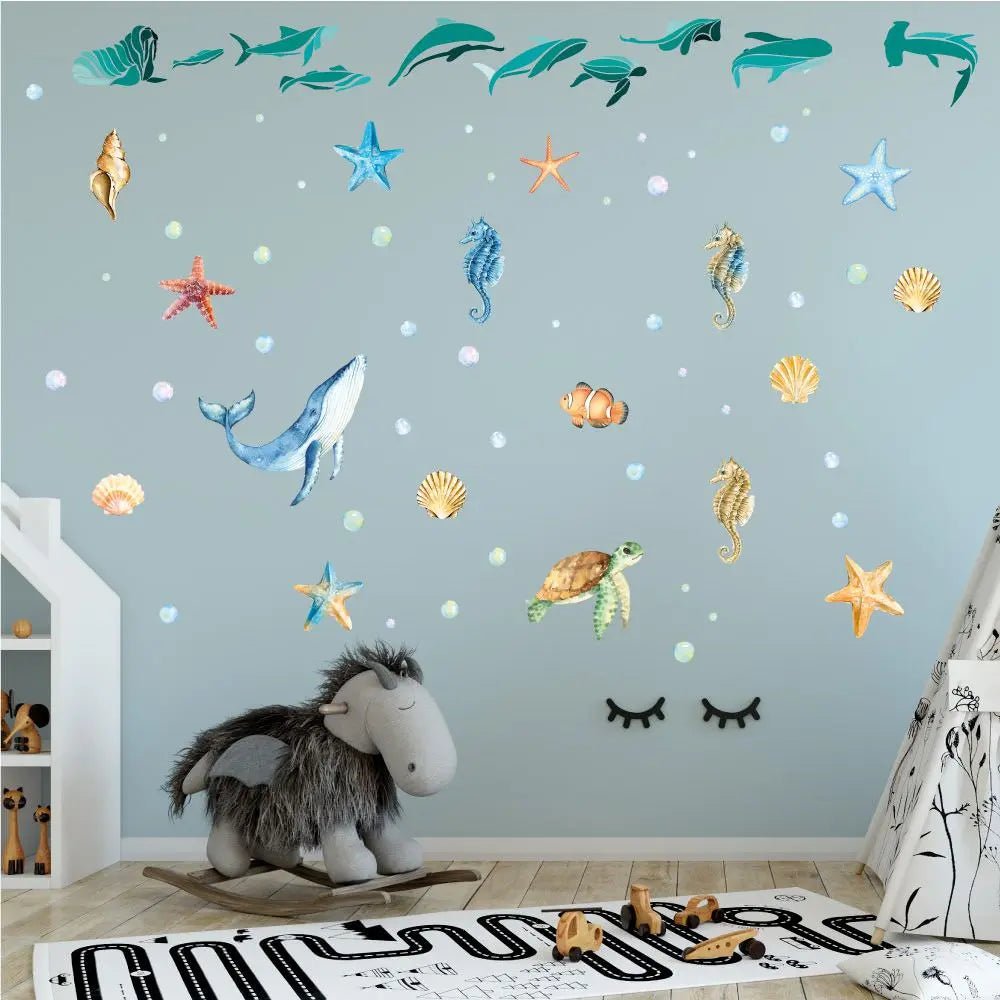 Wandtattoo Unterwasserwelt Kinderzimmer – Meerestiere Sticker Set für Jungen und Mädchen - Sunnywall - Individualität trifft Design