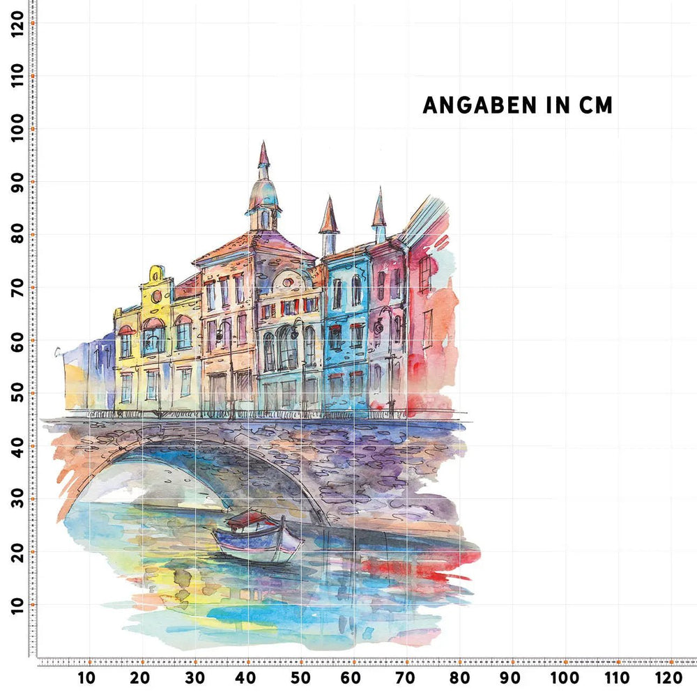Wandtattoo Venedig Urban Sketching Aquarell | Stilvoller Aufkleber für den Wohnbereich - Sunnywall - Individualität trifft Design