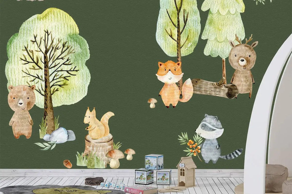 Wandtattoo Waldtiere Woodland XXL Set - Kinderzimmer Aufkleber bunt Wanddeko - Sunnywall - Individualität trifft Design