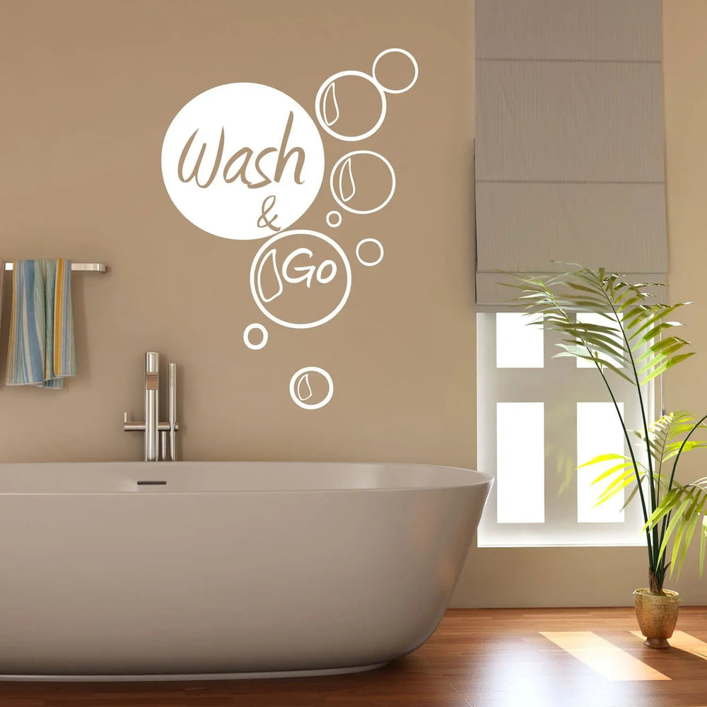 Wandtattoo Wash and Go – Moderner Schriftzug für Badezimmer & Gäste-WC - Sunnywall - Individualität trifft Design
