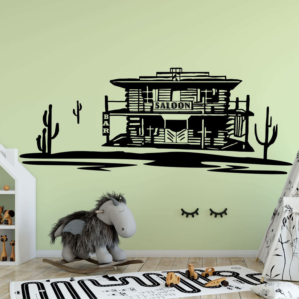 Wandtattoo Western Saloon Nostalgisches Wildwest-Motiv für echte Cowboys - Sunnywall - Individualität trifft Design