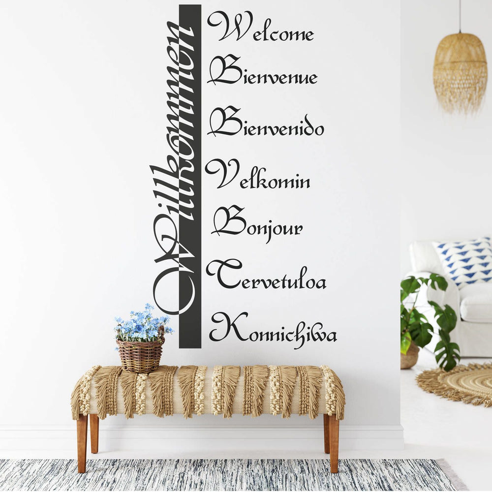Wandtattoo Willkommen mehrsprachig – Begrüßung in 8 Sprachen für Eingangsbereich & Flur - Sunnywall - Individualität trifft Design