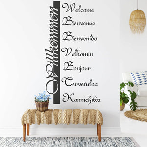Wandtattoo Willkommen mehrsprachig – Begrüßung in 8 Sprachen für Eingangsbereich & Flur - Sunnywall - Individualität trifft Design