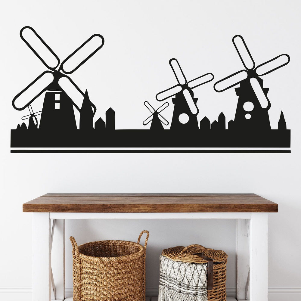 Wandtattoo Windmühle Skyline Holland Silhouette als Wanddeko - Sunnywall - Individualität trifft Design