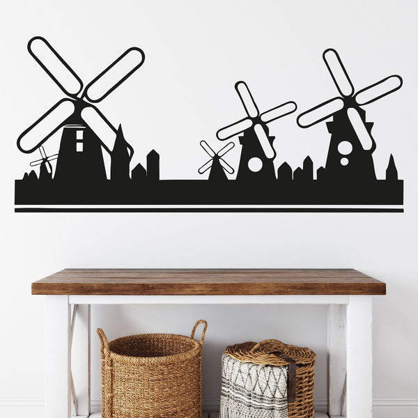 Wandtattoo Windmühle Skyline Holland Silhouette als Wanddeko - Sunnywall - Individualität trifft Design