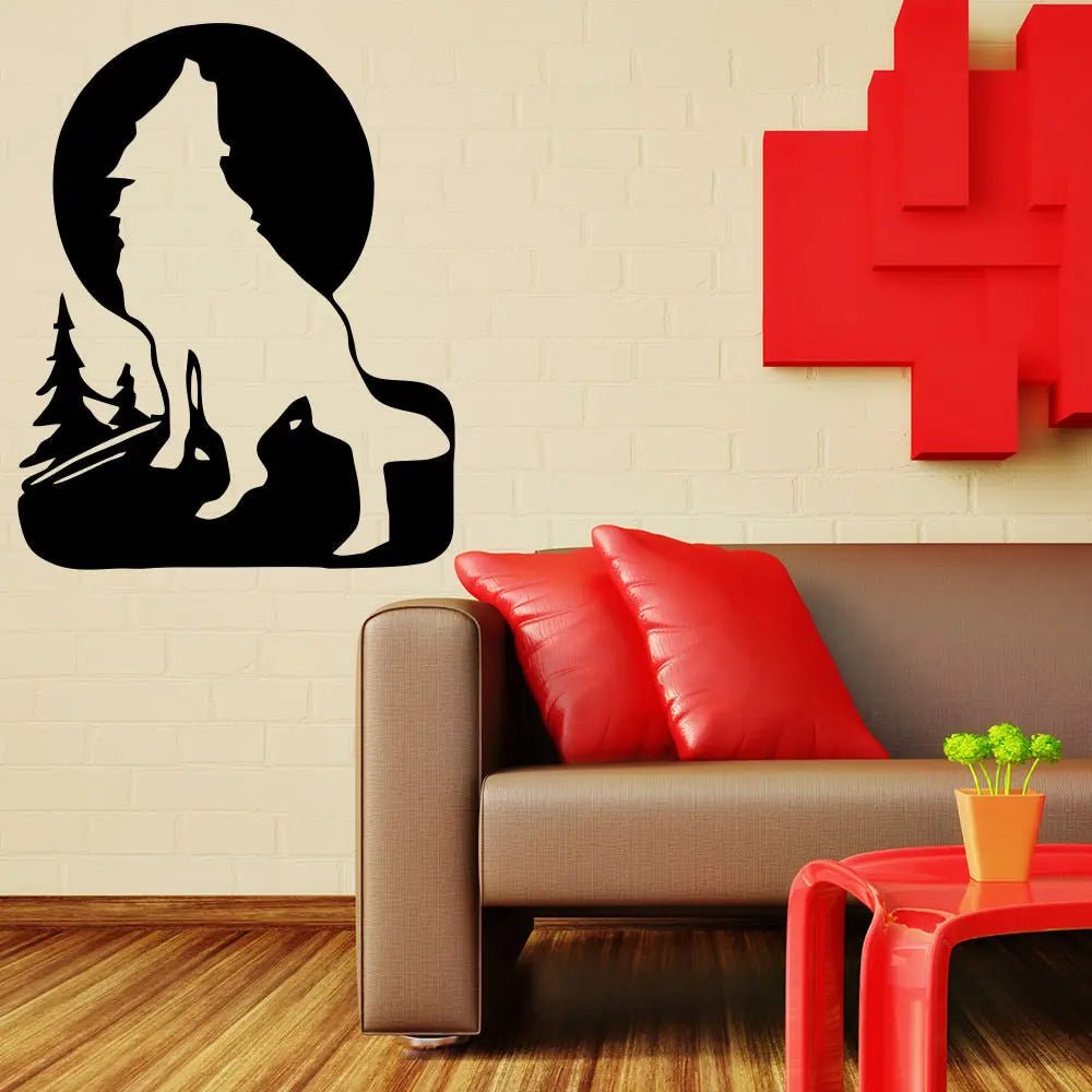 Wandtattoo Wolf bei Vollmond | Wald - Sunnywall - Individualität trifft Design