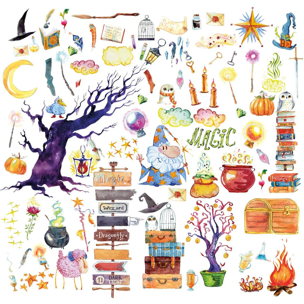 Wandtattoo Zauberer Kinderzimmer – Buntes Hexen- und Zauber-Set zum Träumen & Dekorieren - Sunnywall - Individualität trifft Design