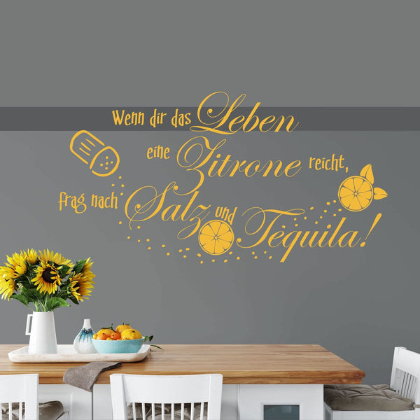 Wandtattoo Zitat Tequila Zitrone – Lustiger Spruch für Küche oder Bar - Sunnywall - Individualität trifft Design