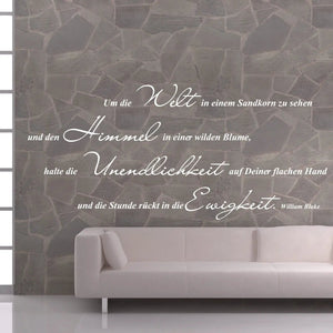 Wandtattoo Zitat William Blake – Um die Welt in einem Sandkorn zu sehen - Sunnywall - Individualität trifft Design