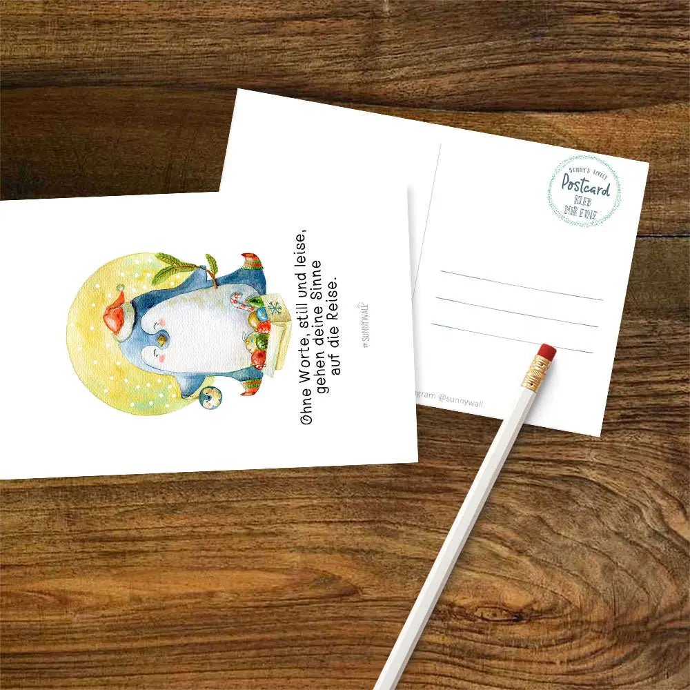 Weihnachtskarte Pinguin – Stille Grüße für die Sinne - Sunnywall - Individualität trifft Design