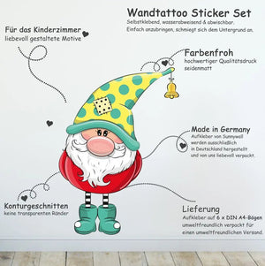 Wichtel Gnomes - Wandsticker Wandtattoo Aufkleber - Sunnywall - Individualität trifft Design