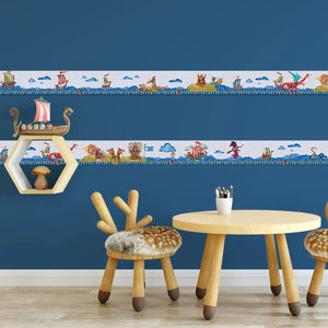 Wikinger Bordüre Vliestapete Kinderzimmer - Sunnywall - Individualität trifft Design