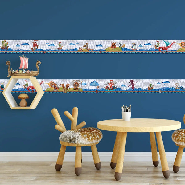Wikinger Bordüre Vliestapete Kinderzimmer - Sunnywall - Individualität trifft Design