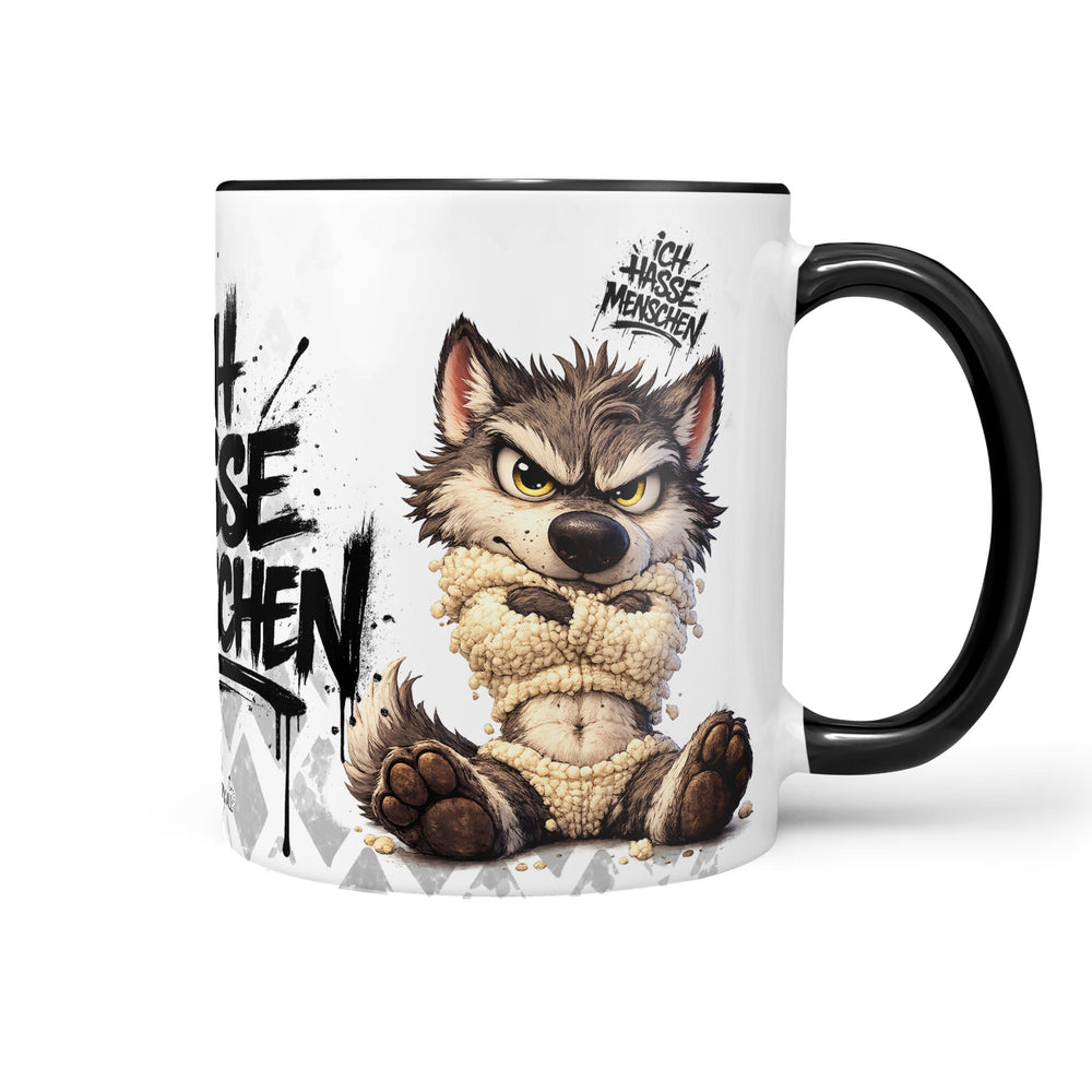 Wolf Tasse „Ich hasse Menschen“ – Lustige Kaffeetasse - Sunnywall - Individualität trifft Design