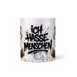 Wolf Tasse „Ich hasse Menschen“ – Lustige Kaffeetasse - Sunnywall - Individualität trifft Design