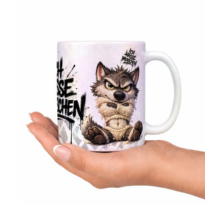 Wolf Tasse „Ich hasse Menschen“ – Lustige Kaffeetasse - Sunnywall - Individualität trifft Design