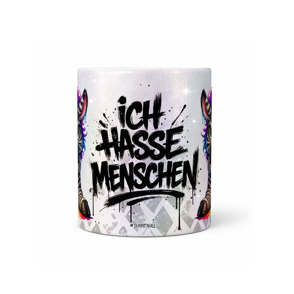 Zebra Tasse „Ich hasse Menschen“ – Lustige Kaffeetasse - Sunnywall - Individualität trifft Design