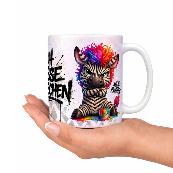 Zebra Tasse „Ich hasse Menschen“ – Lustige Kaffeetasse - Sunnywall - Individualität trifft Design