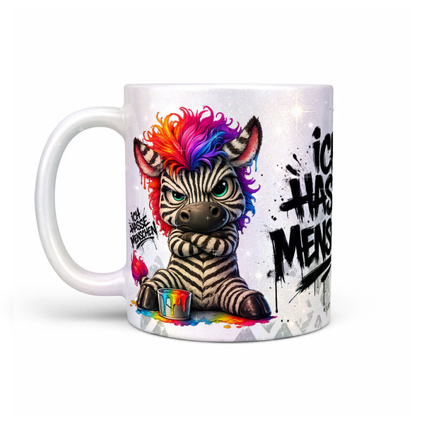 Zebra Tasse „Ich hasse Menschen“ – Lustige Kaffeetasse - Sunnywall - Individualität trifft Design