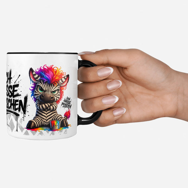 Zebra Tasse „Ich hasse Menschen“ – Lustige Kaffeetasse - Sunnywall - Individualität trifft Design