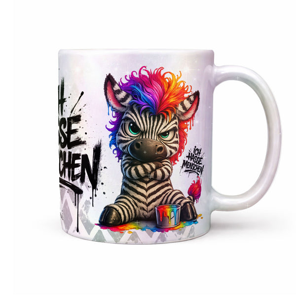 Zebra Tasse „Ich hasse Menschen“ – Lustige Kaffeetasse - Sunnywall - Individualität trifft Design